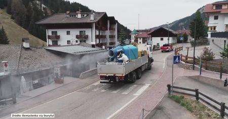 Dezynfekują ulice armatką śnieżną. Val Gardena walczy z koronawirusem