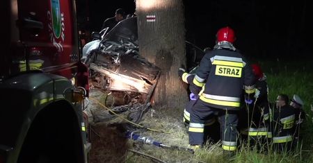 Samochód osobowy uderzył w przydrożne drzewo