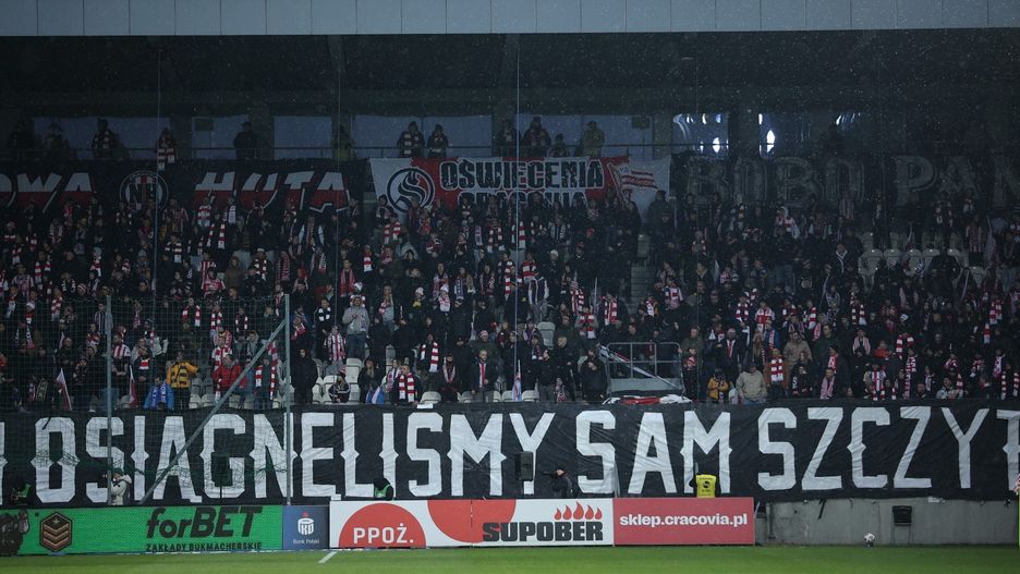 Kibice Cracovii na meczu z Motorem Lublin