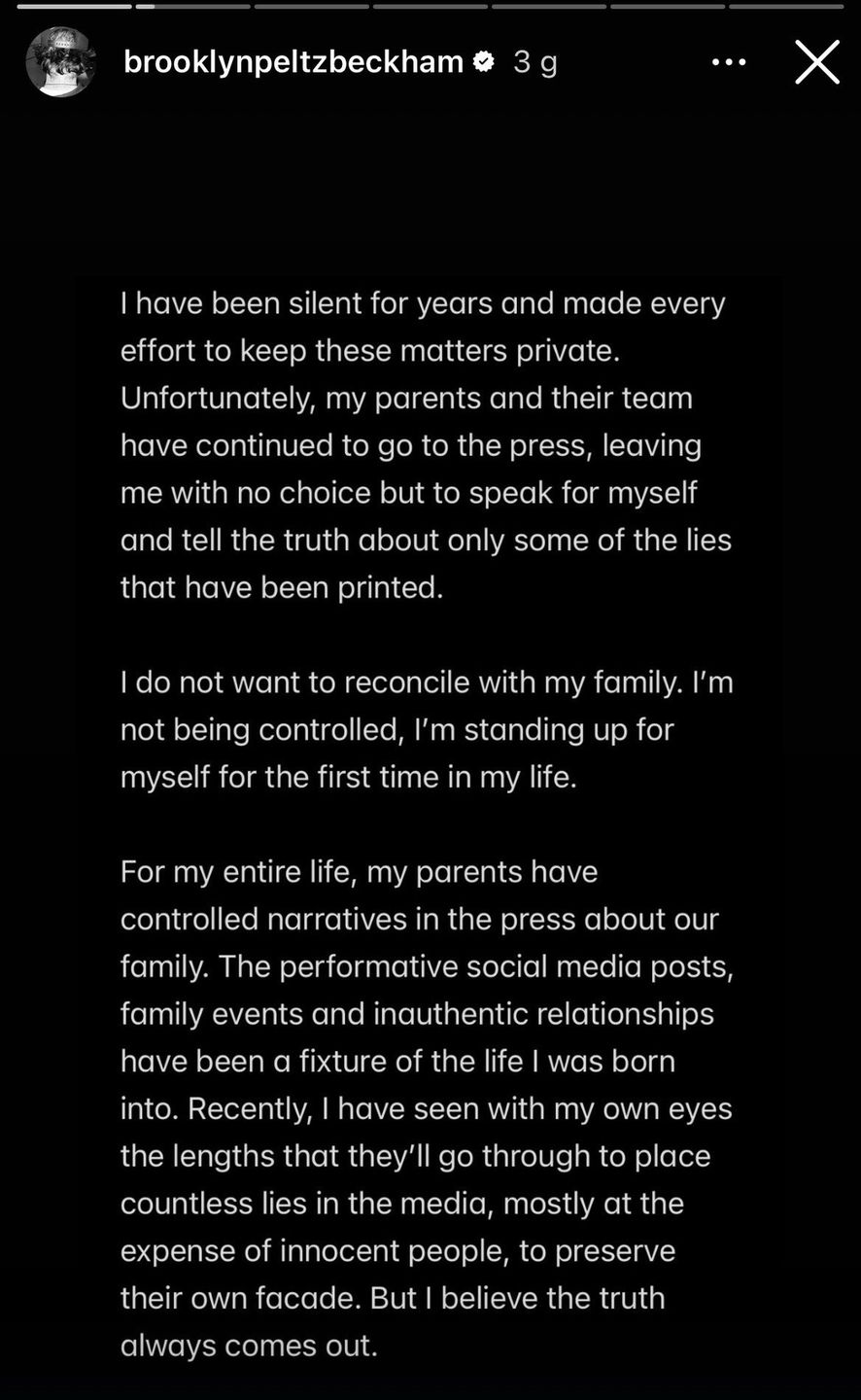 Oświadczenie Brooklyna Beckhama