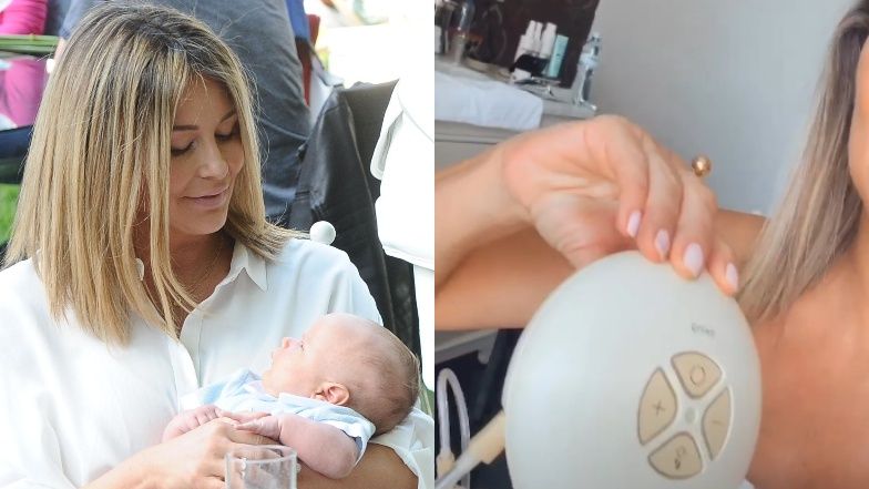 Małgorzata Rozenek w pracy odciąga pokarm dla synka