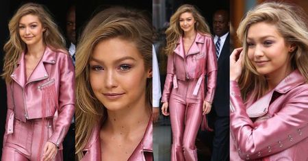 Gigi Hadid w metalicznym różu od polskiego projektanta!