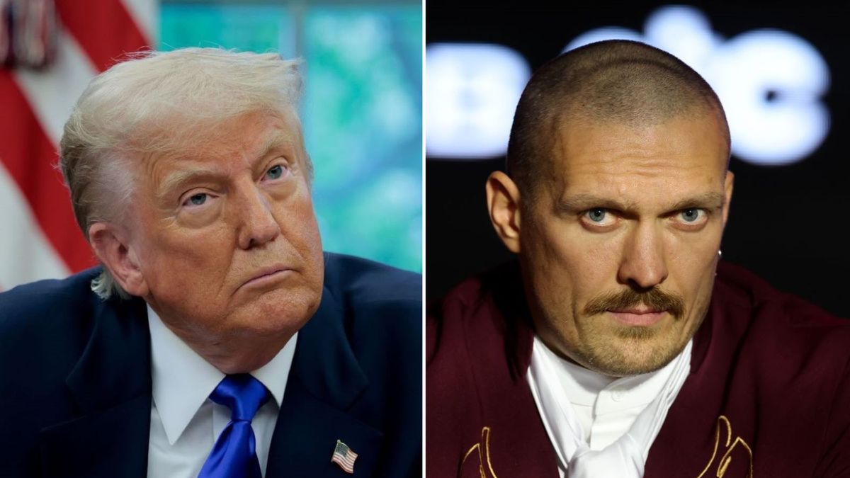 Getty Images / Anna Moneymaker/ Richard Pelham / Na zdjęciu: Donald Trump (L), Ołeksandr Usyk (P)