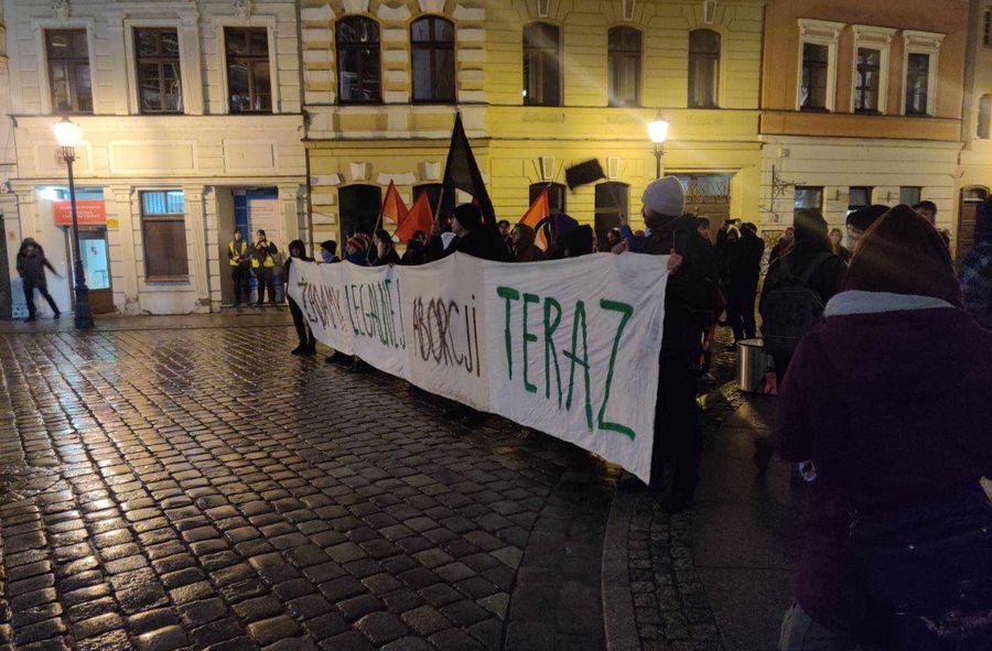Protest w sprawie legalnej aborcji we Wrocławiu.