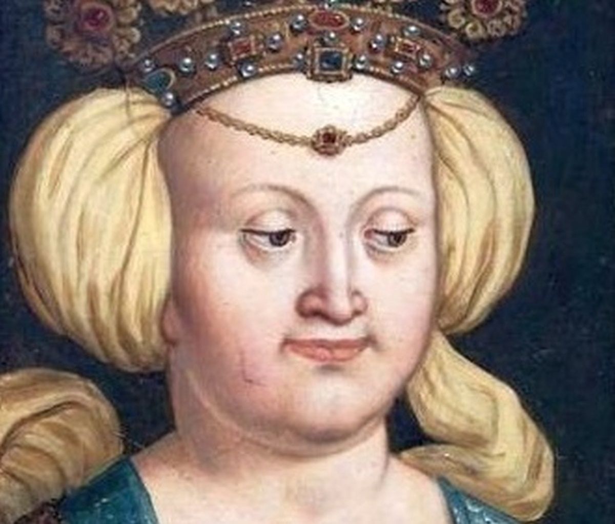 Elżbieta Rakuszanka pochodziła z domu Habsburgów co widać po charakterystycznej dolnej wardze.
