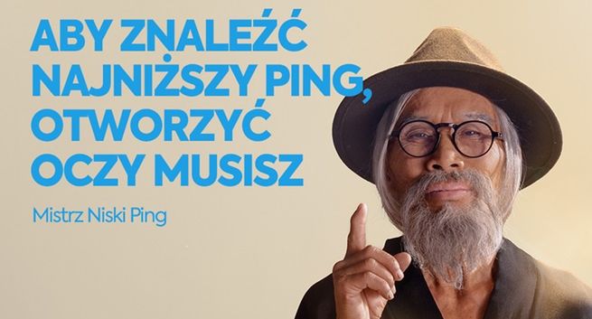 Młody uczeń i mistrz Niski Ping w kampanii sieci Inea