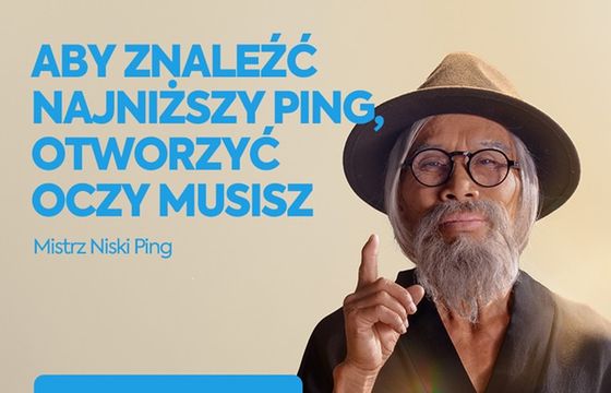 Młody uczeń i mistrz Niski Ping w kampanii sieci Inea