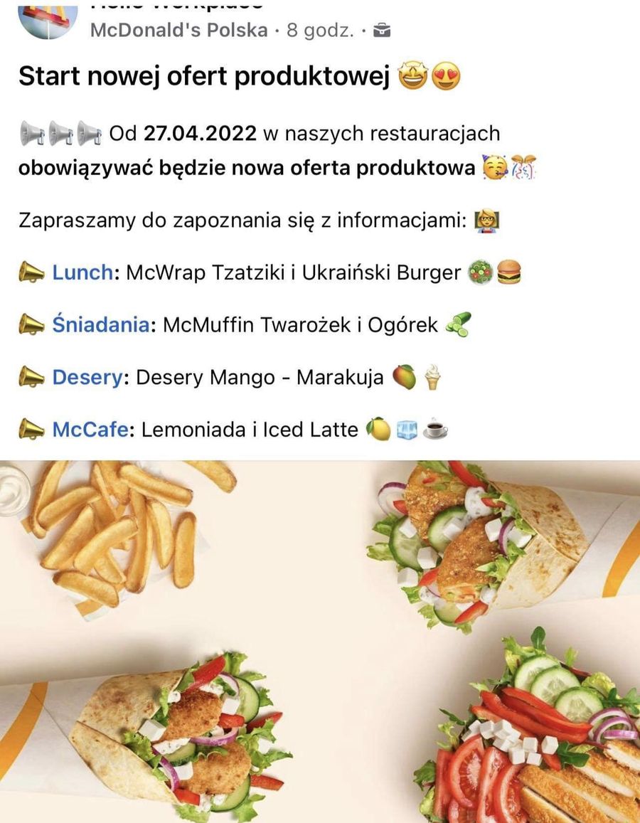 McDonald's: Ukraiński Burger i inne nowości od 27 kwietnia