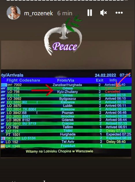 Małgorzata Rozenek-Majdan pokazała tablicę z odwołanymi lotami 
