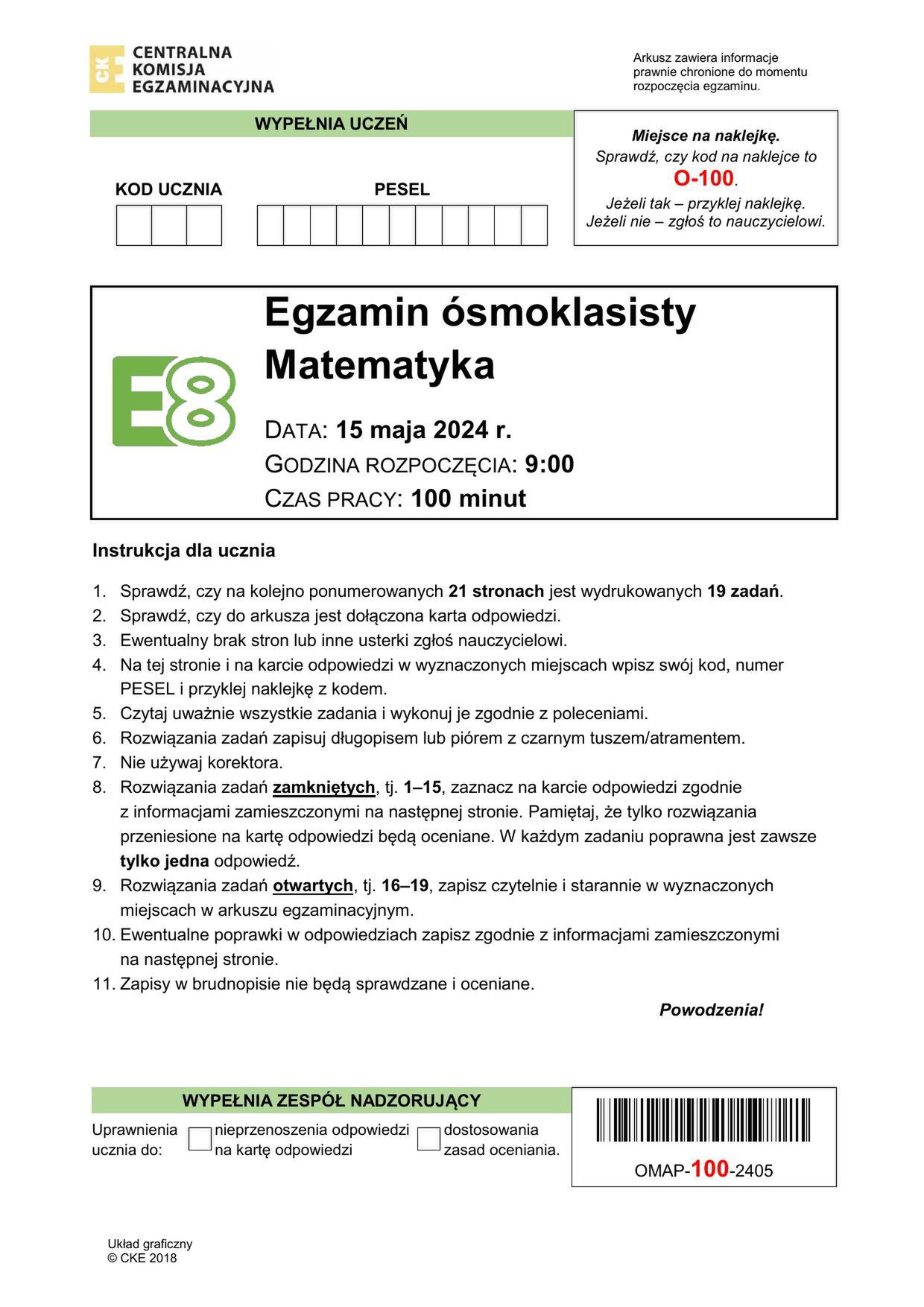 Egzamin ósmoklasisty z matematyki