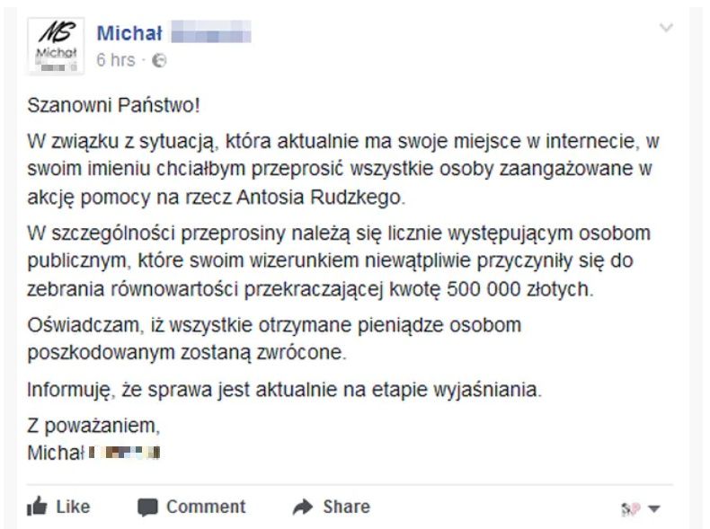 Oświadczenie Michała S.