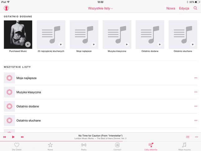 Apple Music - Lista utworów