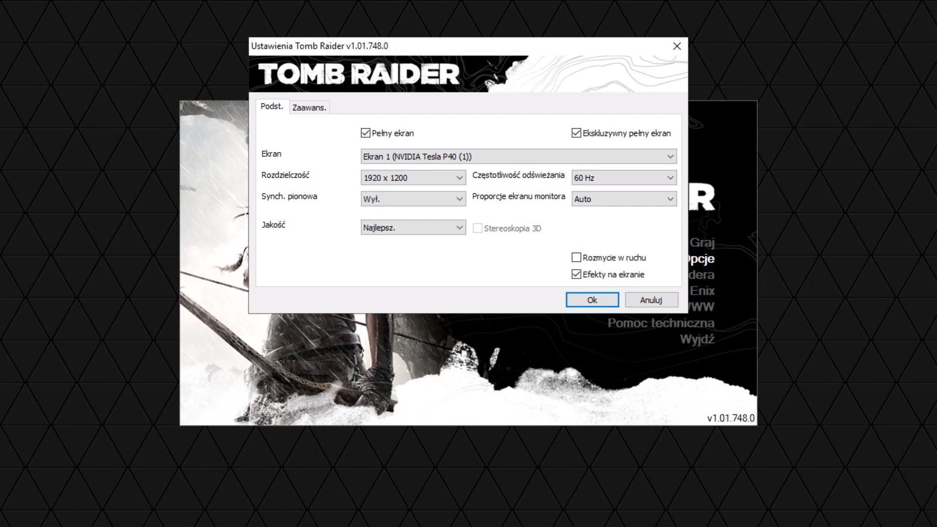 GeForce Now Ustawienia Tomb Raider