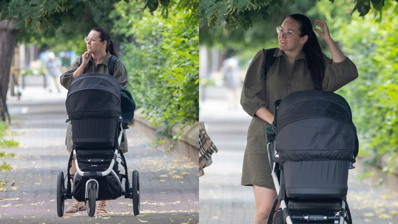 Ewa Farna spaceruje z dzieckiem po Warszawie