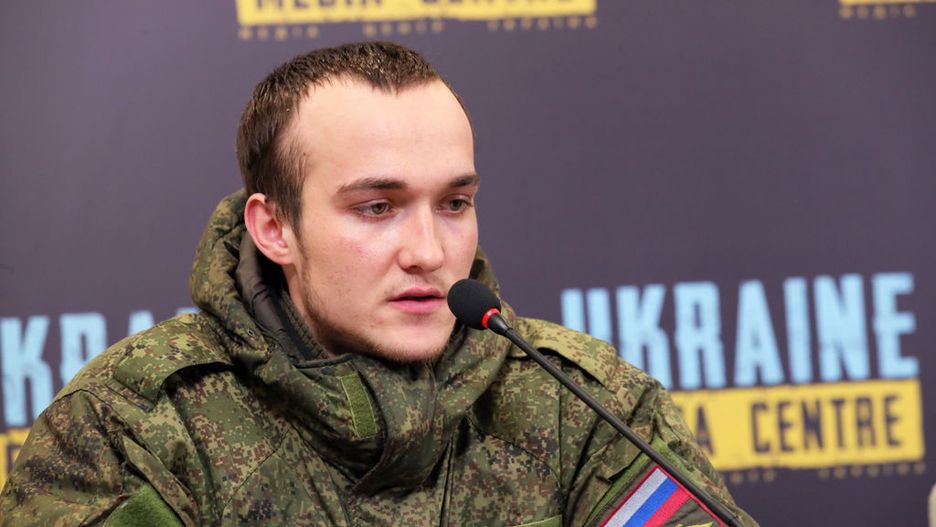 Briefing of Russian conscripts in KyivKYIV, UKRAINE - MARCH 14, 2022 - Captive Russian conscript Nikolai Polshchikov is pictured during a briefing at the Ukraine Media Centre, Kyiv, capital of Ukraine. The captives apologized to Ukrainians and said they had been deceived. (Photo credit should read Pavlo_Bagmut/ Ukrinform/Future Publishing via Getty Images)Future Publishingukraine conflict, russian invasion, ukraine war, russia-ukraine war, captive, briefing, ukraine media centre