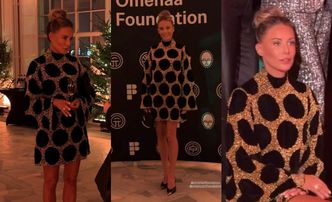 Małgorzata Rozenek prezentuje stylówkę rodem z lat 60. na imprezie świątecznej Omeny Mensah. Modna? (ZDJĘCIA)