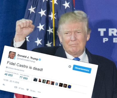 Donald Trump zamieszcza kontrowersyjny wpis na Twitterze po śmierci Fidela Castro