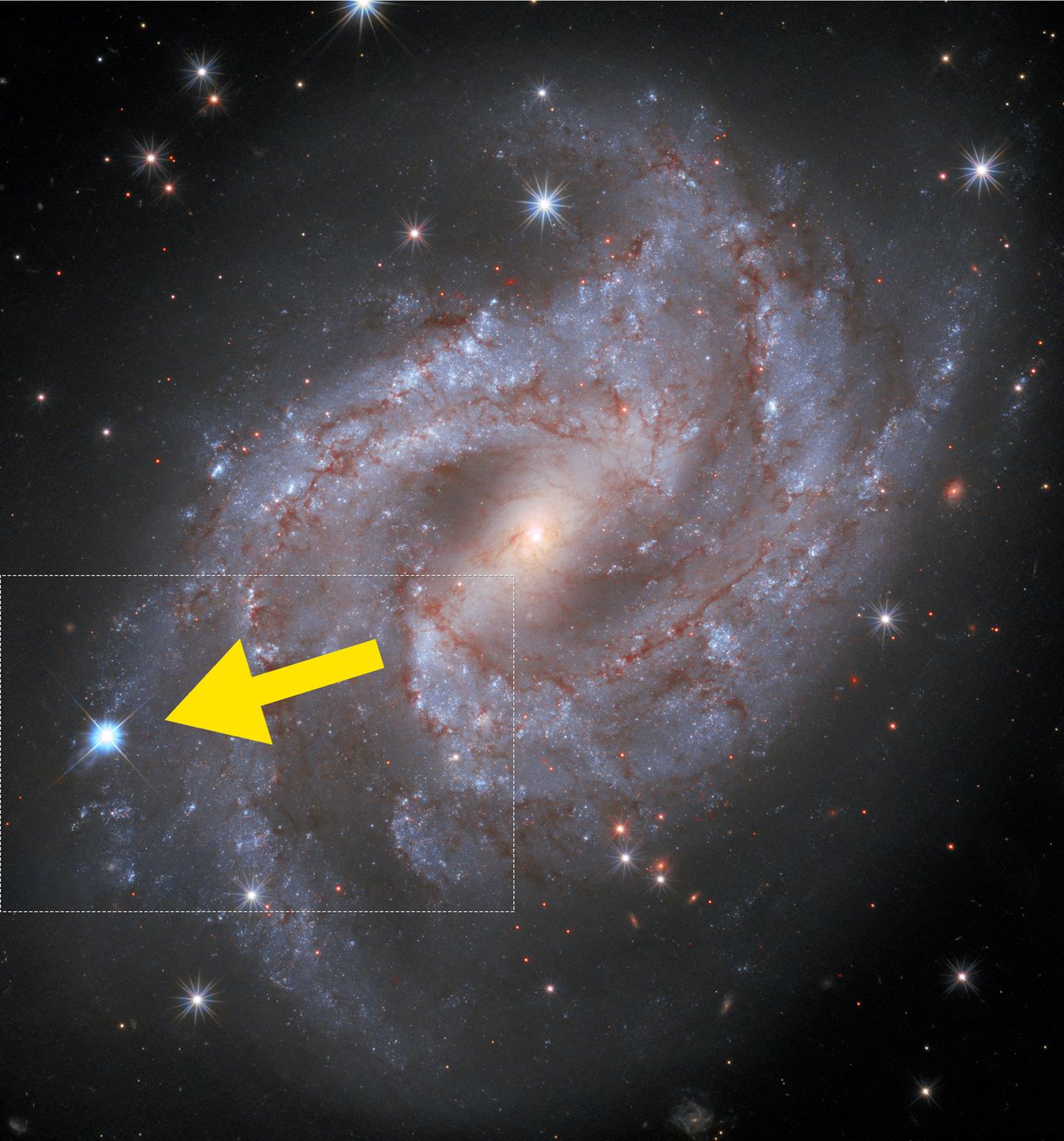 Teleskop Hubble’a ujął supernową jaśniejszą niż wszystkie gwiazdy w galaktyce 1