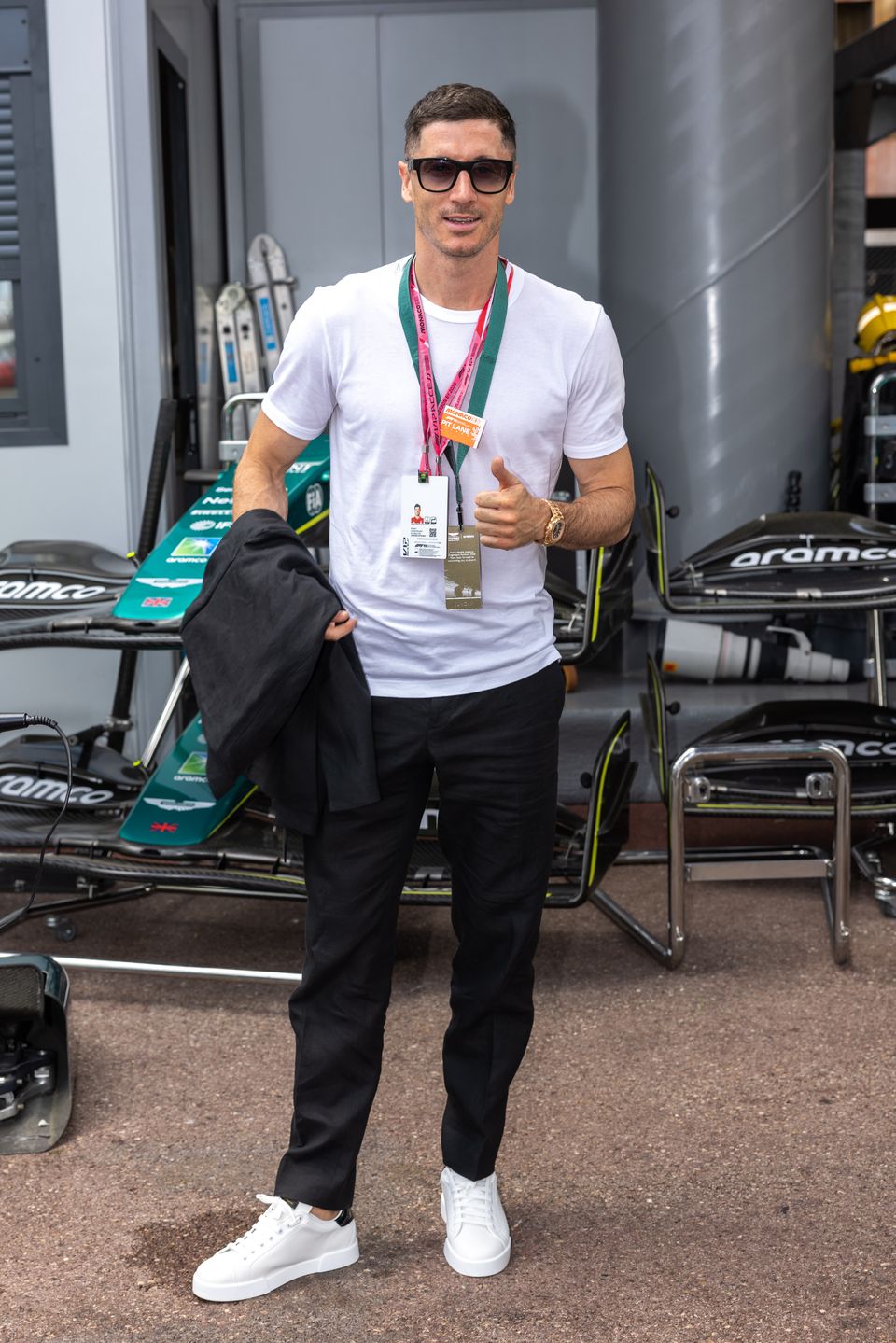 Robert Lewandowski podczas wyścigów Formuły 1 