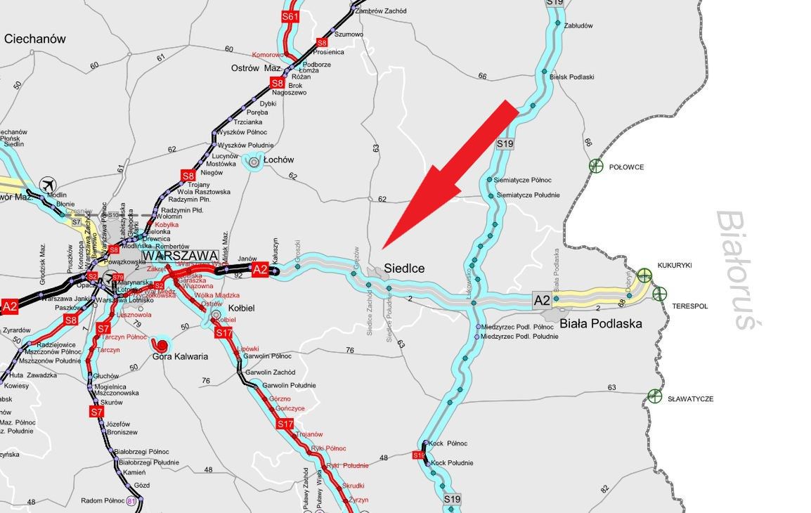 Brakujący odcinek A2, który ma powstać do 2025 r. 