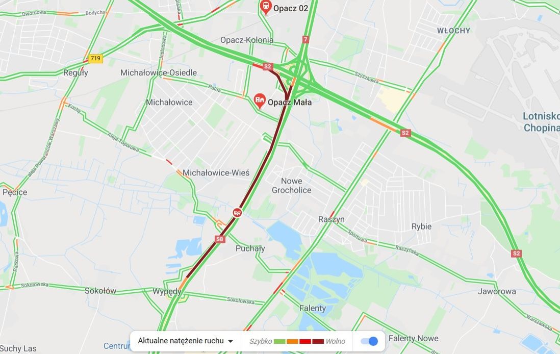 Warszawa. Zderzenie na S8. Kierowca jechał pod prąd