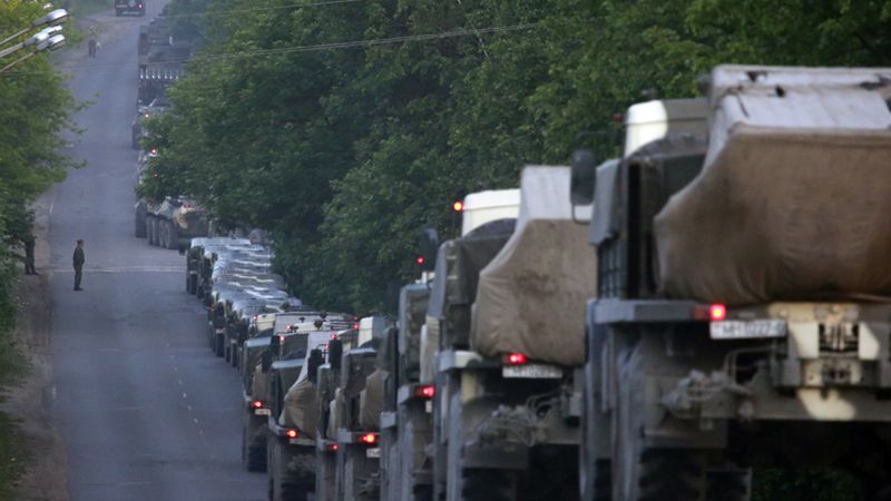 Kolumna pojazdów białoruskiej armii.