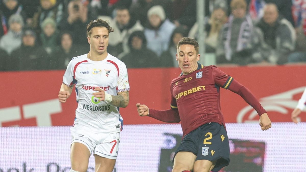 PAP / Michał Meissner  / Na zdjęciu: zawodnik Górnika Zabrze Luka Zahović (L) i Joel Pereira (P) z Lecha Poznań