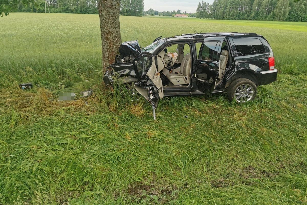 Auto na drzewie. Koszmarny wypadek pod Wyszkowem