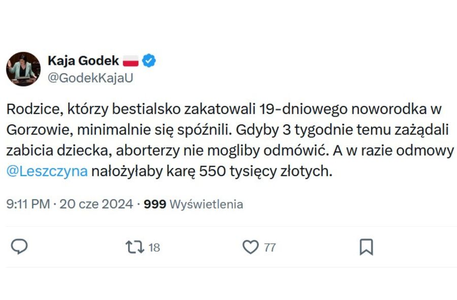 Kaja Godek skomentowała sprawę skatowanego noworodka