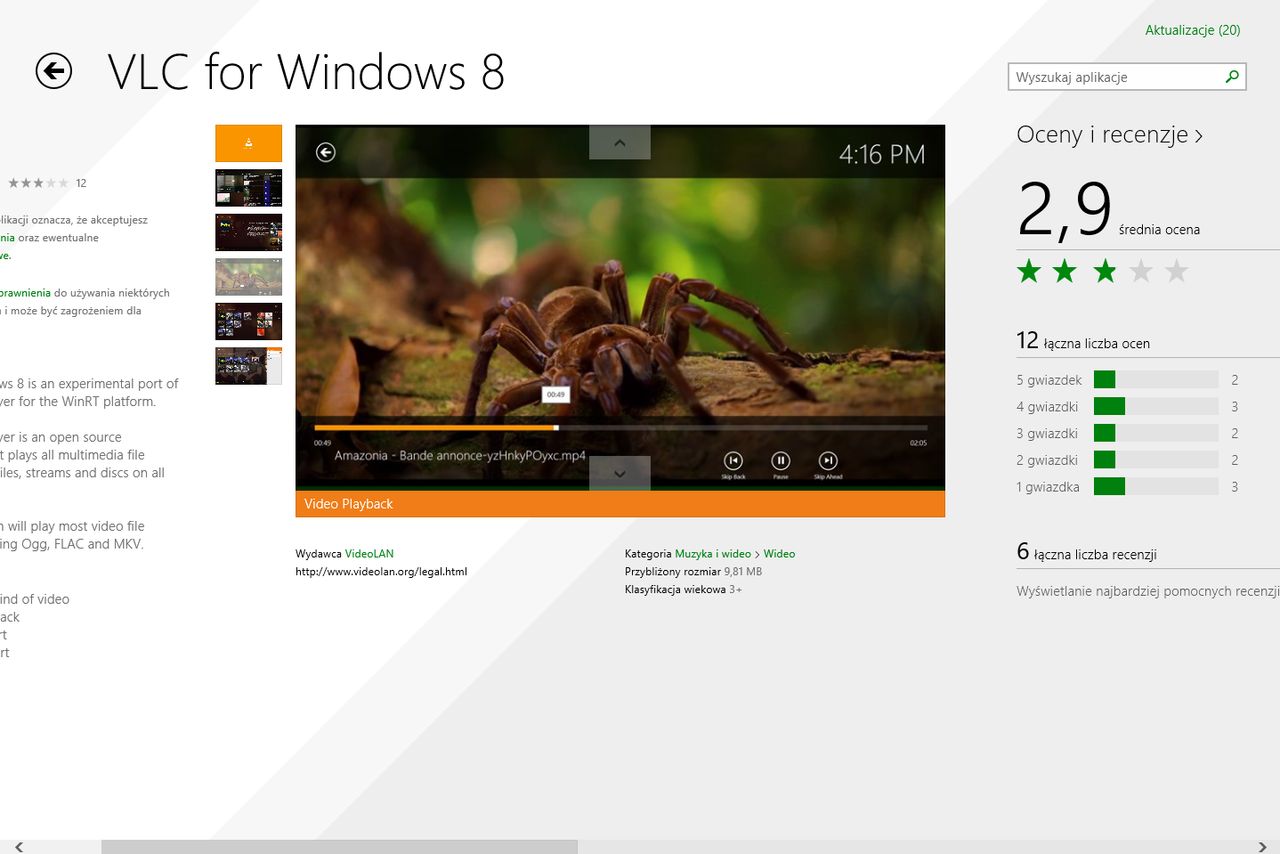 Beta kafelkowego VLC już jest w Windows Store, o rok za późno i na razie nie dla ARM-ów