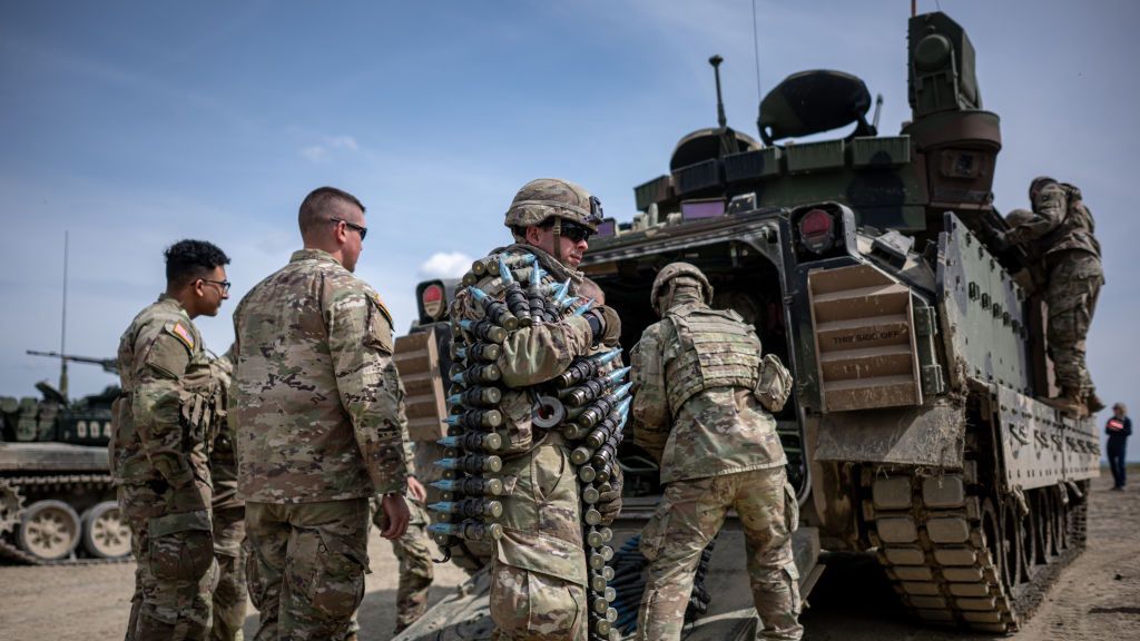 Alliance Exercise Immediate Response in the Czech Republic
LIBAVA, CZECH REPUBLIC - MAY 10: Alliance exercise Immediate Response in the premises of the Libava Military District in Libava, Czech Republic on May 10, 2024. The exercise is part of the large-scale allied exercise in Europe DEFENDER EUROPE 24. The main partner of the units of the Army of the Czech Republic (7th Mechanized Brigade) as part of the IMMEDIATE RESPONSE 2024 exercise are American soldiers from the 29th Infantry Division of the Virginia National Guard. About 1,200 people are participating in the exercise, including approximately 850 American soldiers, including their combat equipment. The exercise is intended to test the army's ability to comprehensively secure allied units on the territory of the Czech Republic in large-scale operations and to support allied efforts in building defense capabilities within the framework of the North Atlantic Alliance (NATO). (Photo by Lukas Kabon/Anadolu via Getty Images)
Anadolu
exercises, immediate response, libava, u.s. military