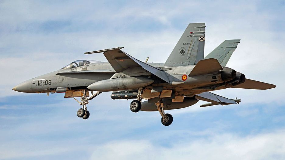 Spain Air Force F-18 during the Tactical Leadership Programme in Albacete
A McDonnell Douglas EF-18A Hornet aircraft of the Spanish Air Force lands at Los Llanos Airport during the Tactical Leadership Programme in Albacete, Spain, on September 24, 2025. (Photo by Joan Valls/Urbanandsport/NurPhoto via Getty Images)
NurPhoto
defense, program, fighter jet, aerospace, airbase, fighter aircraft, flight, air operations, tactical, landing, ejercito del aire y del espacio, spain air force, f-18, c.15-50, mcdonnell douglas ef-18a hornet, photo, otan, aeronautics, joan valls, training, nurphoto, september 24, aviation, urbanandsport, tactical leadership programme, albacete airport los llanos, international, aircraft, albacete, runway, ef-18a hornet, los llanos airport, 12-08