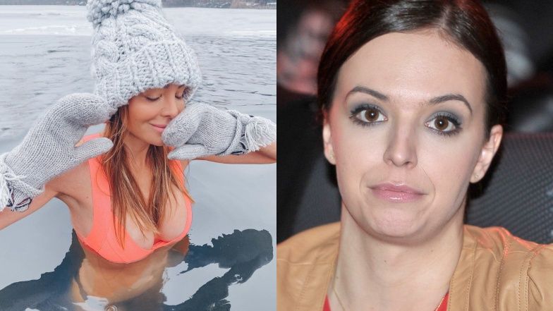 Anna Wendzikowska kąpie się w zamarzniętym jeziorze