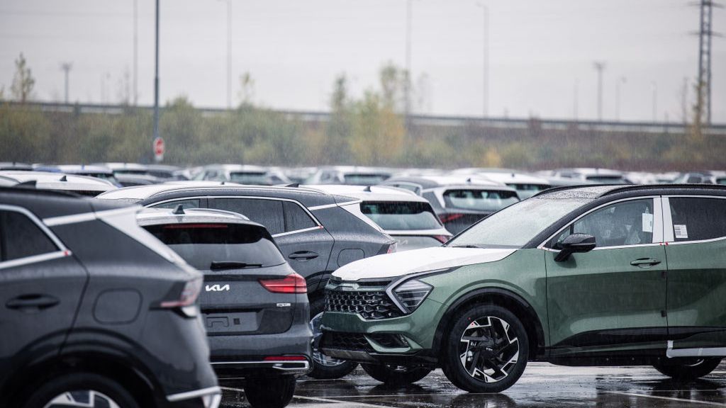 Automobile Production at Kia Slovakia sro Zilina Plant
Completed Kia automobiles ready for shipping outside the Kia Slovakia sro plant in Zilina, Slovakia, on Friday, Oct. 27, 2023. European auto sales maintained double-digit growth in September despite higher interest rates raising the cost of acquiring a car. Photographer: Akos Stiller/Bloomberg via Getty Images
Bloomberg
european, vehicle, cars, fabrication, vehicles, automobile, city transport, manufacture, automotive, automobiles, slovak, autos, slovakian, auto, automotive industry, business news, industries, emea, e.u., eu, euro members, transportation and logistics