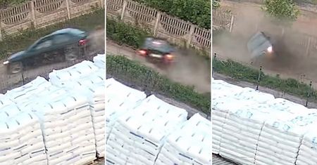 BMW na prostej drodze. I nagle takie sceny. Kamera nagrała