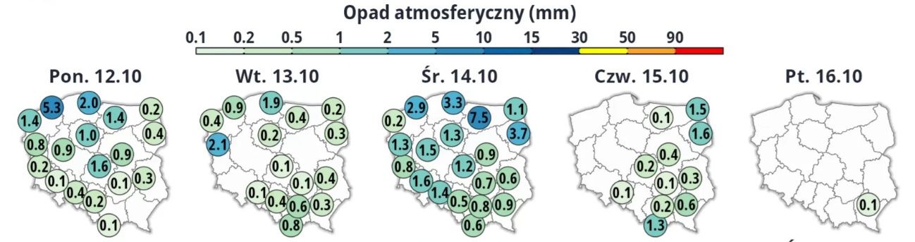 Prognozowane opady atmosferyczne.