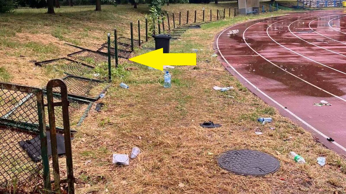 Facebook / Kamil Kobiałka / zdewastowany stadion lekkoatletyczny we Wrocławiu