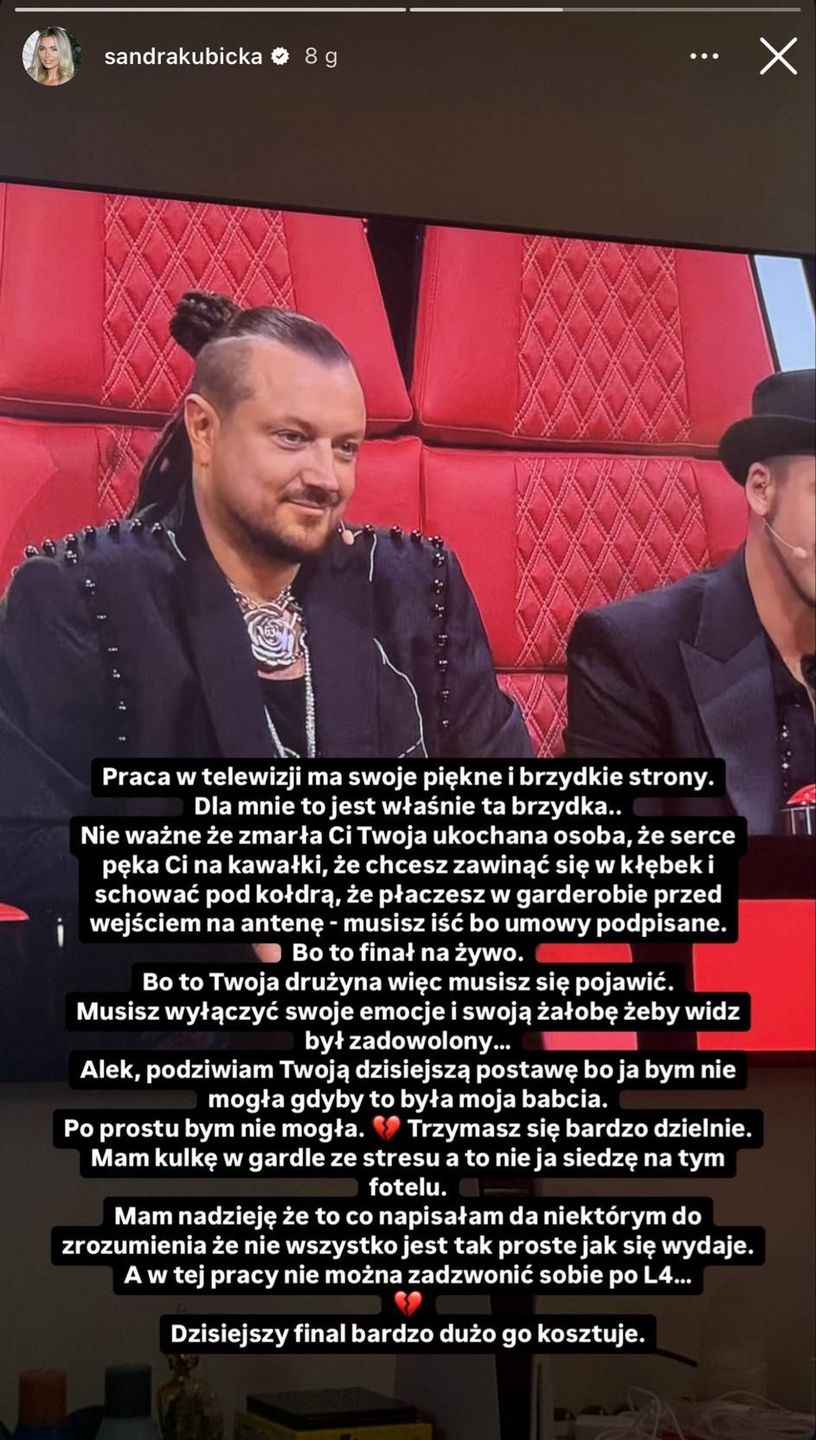 Sandra Kubicka podkreśliła poświęcenie Barona