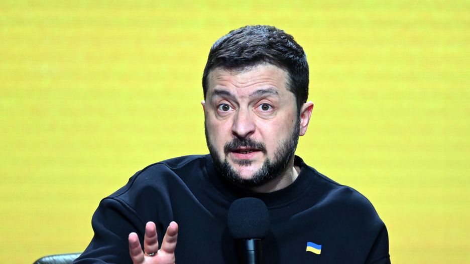Ukrainian President Volodymyr Zelensky Year-end Press Conference In Kyiv, Amid Russia's Invasion Of Ukraine.
Ukrainian President Volodymyr Zelensky is speaking during his year-end press conference in Kyiv, Ukraine, on December 19, 2023, amid Russia's invasion of Ukraine. (Photo by STR/NurPhoto via Getty Images)
NurPhoto
volodymyr zelensky, ukrainian president, year-end press conference, 19 december 2023, russia's invasion of ukraine, strnurphoto, photo, press, conference, military conflict, media event, international relations, sovereignty, defense, global affairs, national security, crisis management, russian-ukrainian war, territorial integrity, statecraft, address to nation