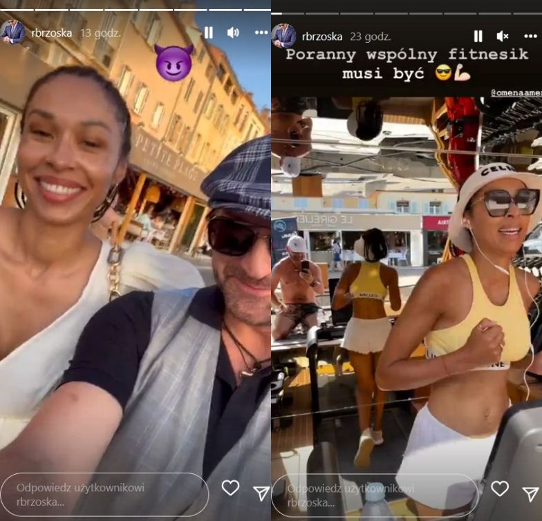 Majdany i Omenaa Mensah z Rafałem Brzoską w Saint-Tropez