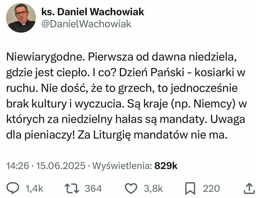 Ks. Daniel Wachowiak wywołał burzę w sieci