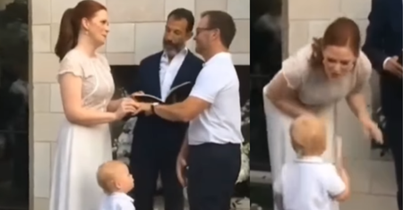 Chłopiec gorąco sprzeciwiał się temu związkowi. Zabawne nagranie ze ślubu