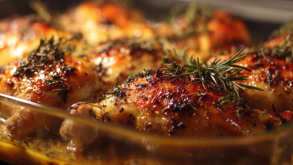 Pieczone udka z rozmarynem są pełne przyjemnego aromatu