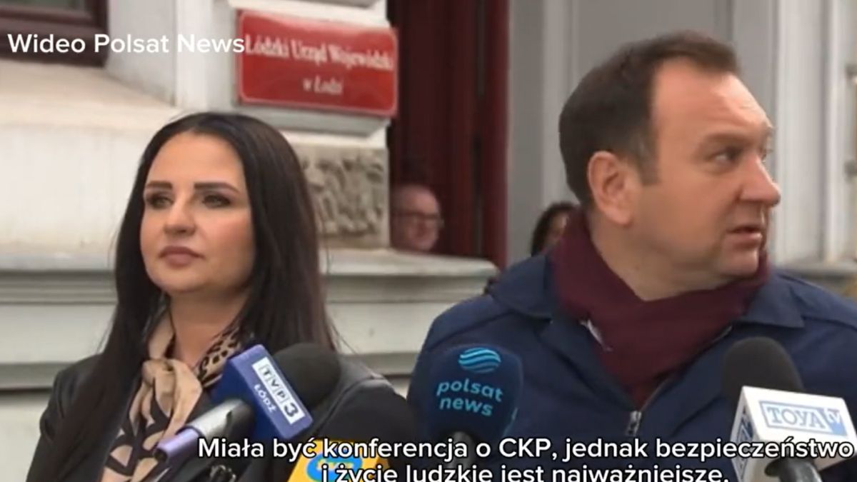 Konferencja Treli; screenshot z nagrania Polsat News