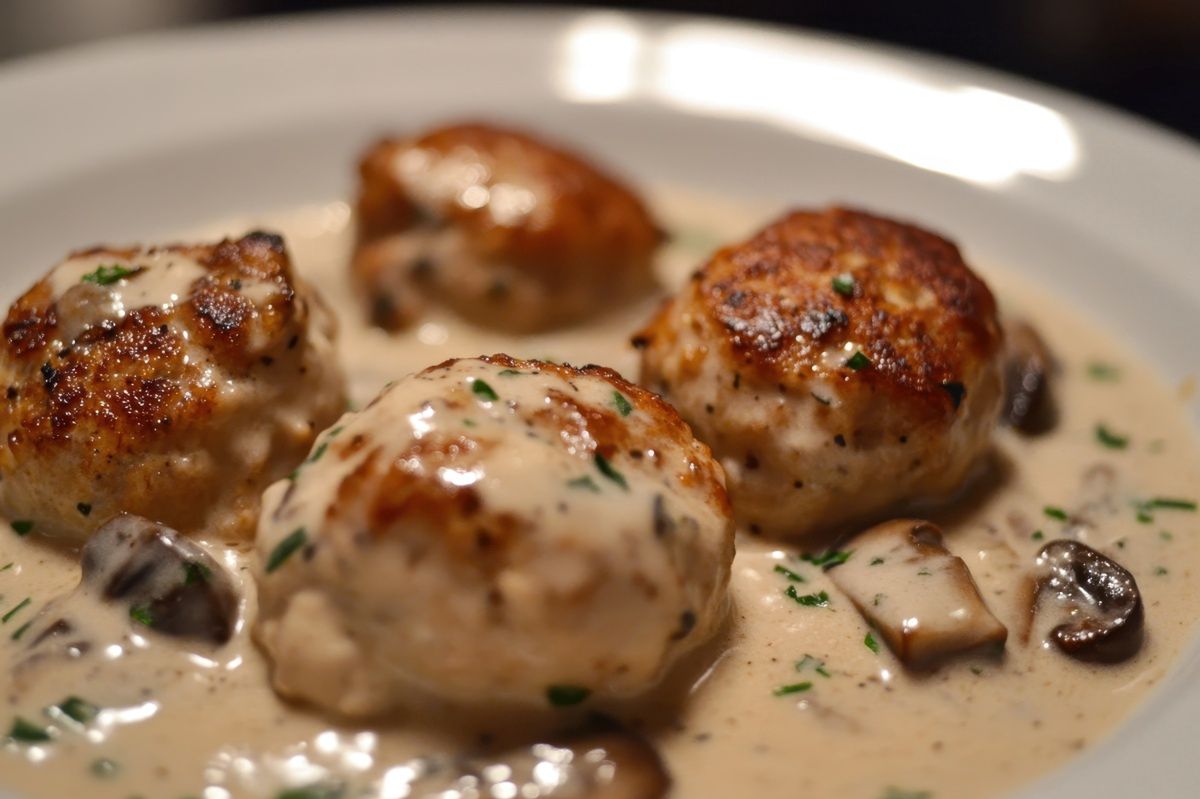 Pilzsauce für alle: leckere Fleischklößchen in cremiger Begleitung
