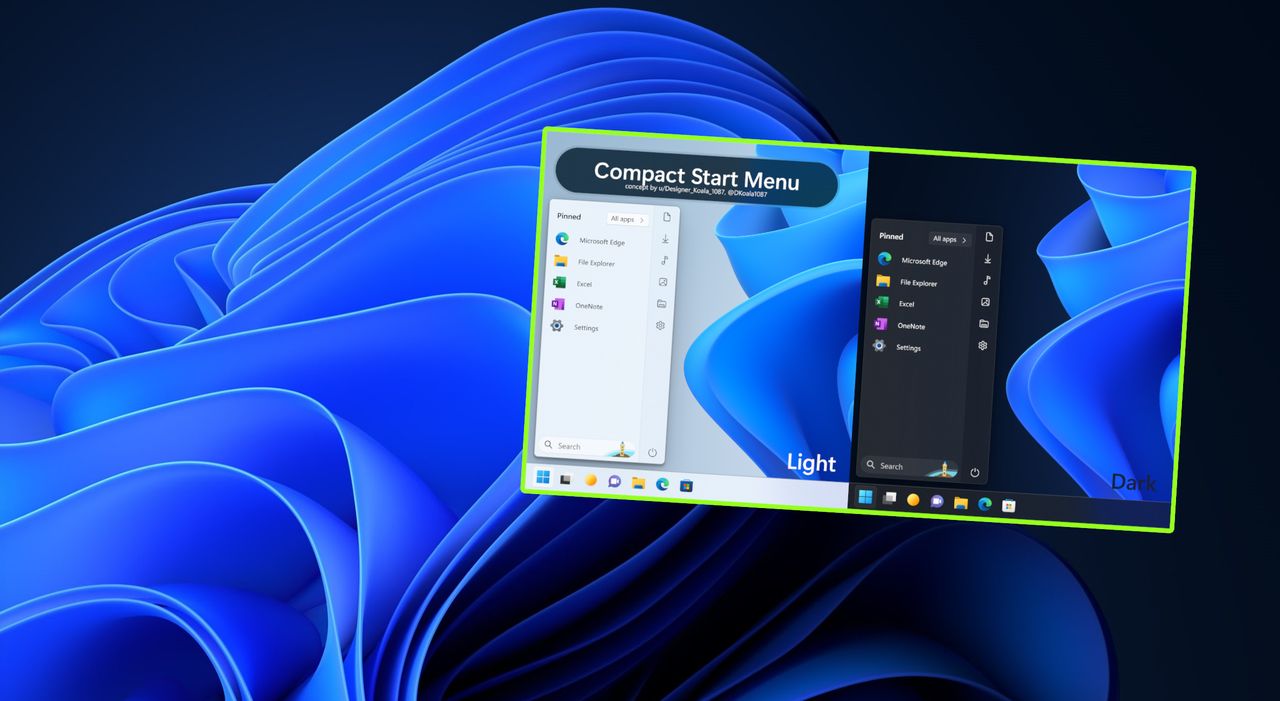 Windows 11 z "kompaktowym menu" - ten koncept może się podobać