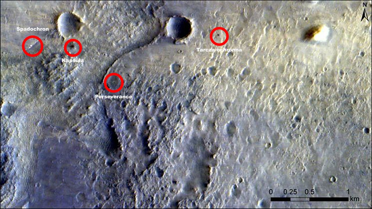 Lądowanie łazika Perseverance na Marsie. Na zdjęciach widać jego konsekwencje