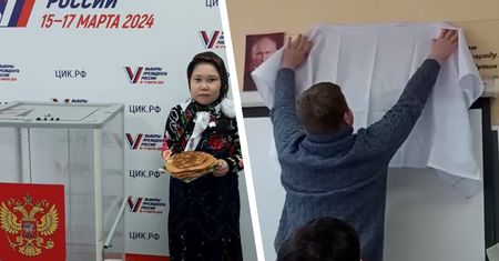 Naleśniki przy urnie. "Car" pod prześcieradłem. Rosja wybiera