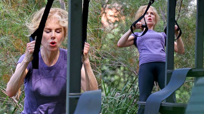 Nicole Kidman ćwiczy na siłowni pod chmurką