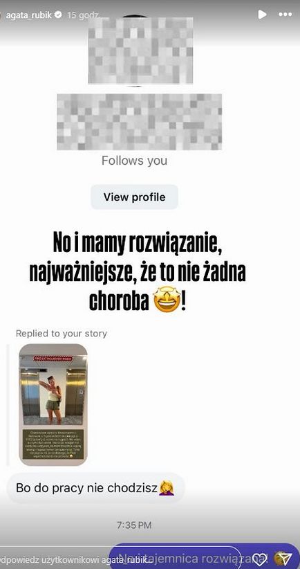 Agata Rubik odpowiada uszczypliwemu internaucie
